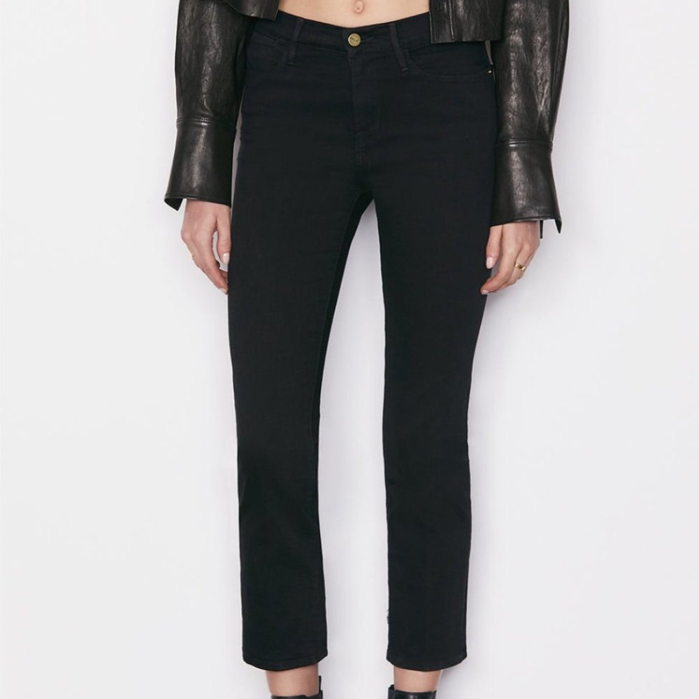 FRAME Le High Straight in Noir